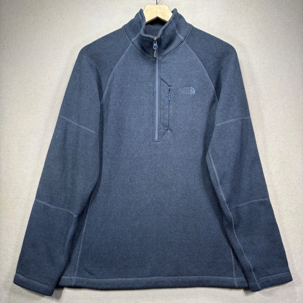 The North Face Fleece Pullover Mens Medium Gordon Lyons Quarter Zip Navy Blue